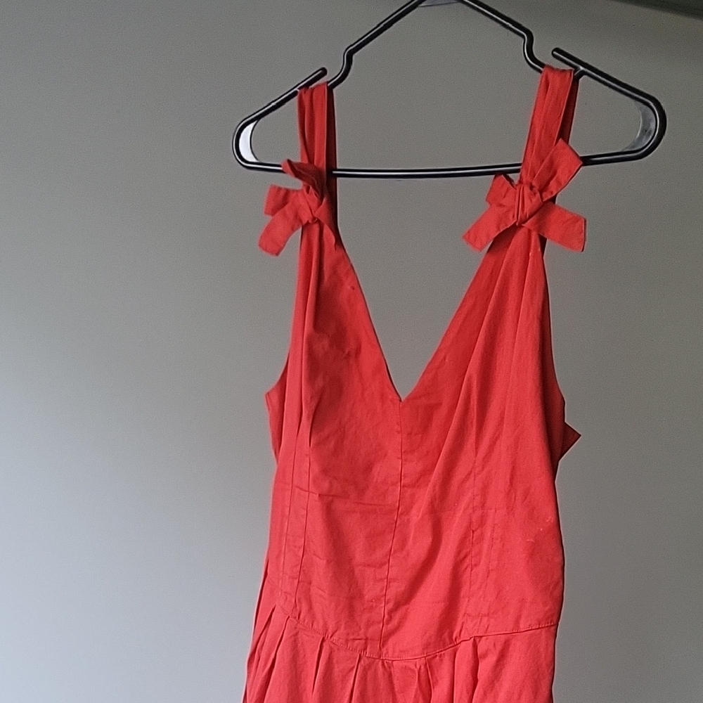Free People Elegant Red Mini Dress With Pockets - Picture 4 of 10